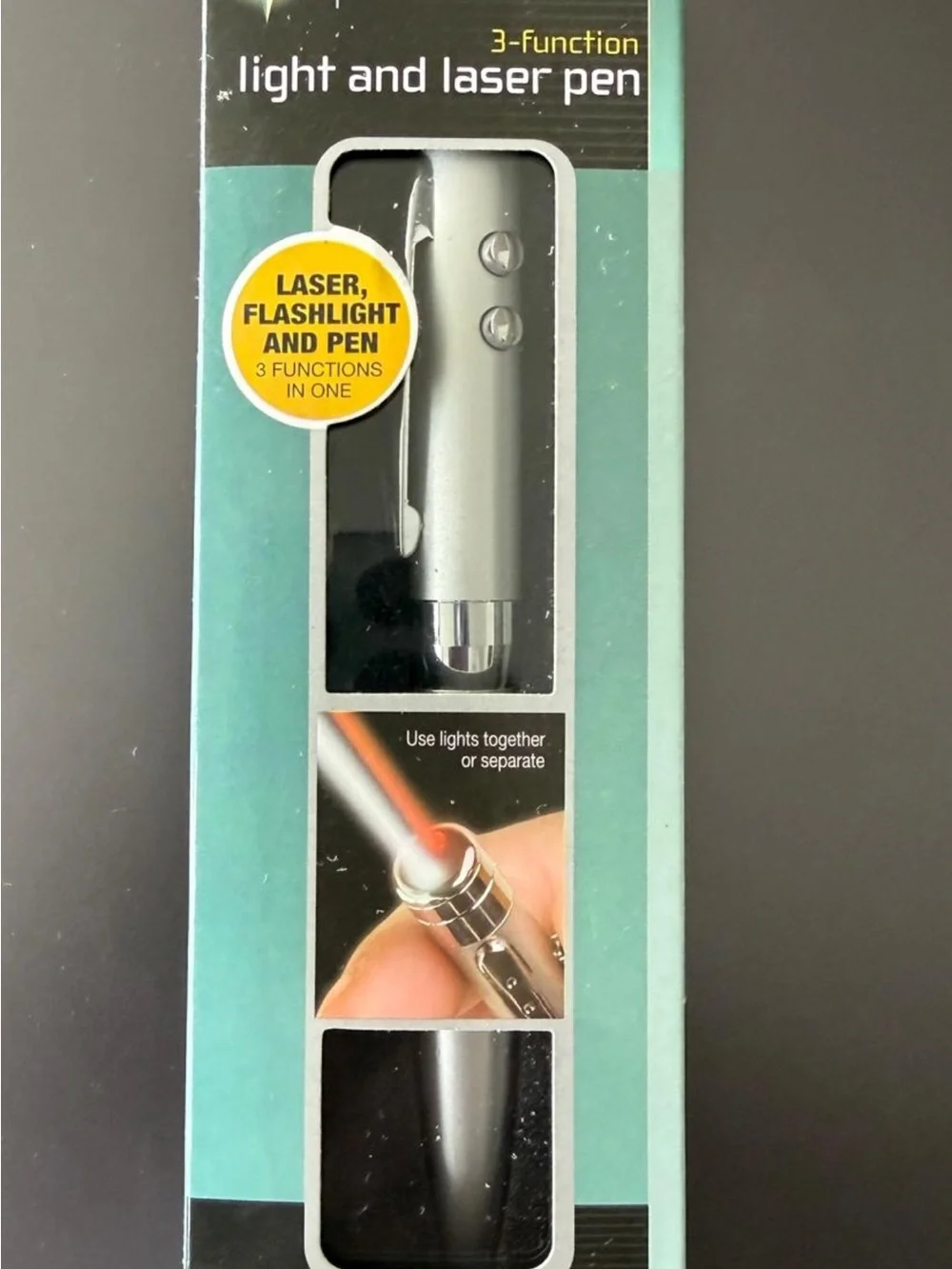 Silver 3-in-1 Laser Pointer, Flashlight & Pen with Clip